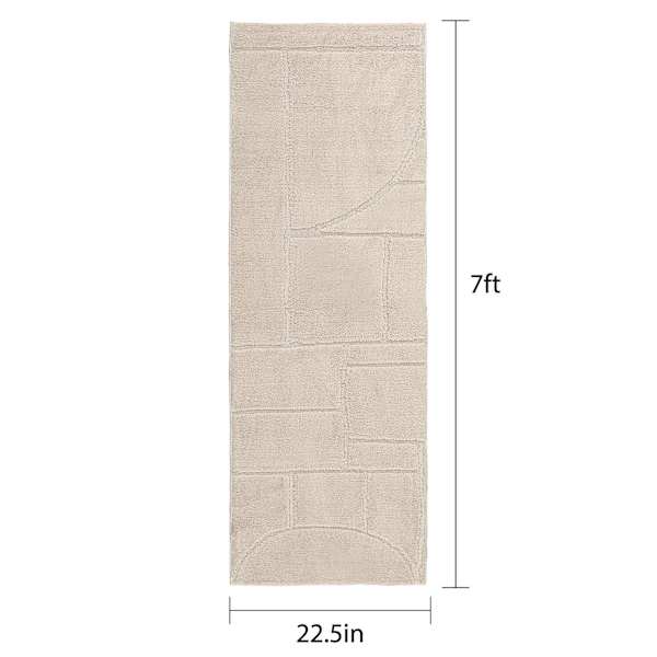 (D607) Crosby St. Athena Cosmo Cream High-Low Runner, 2x7