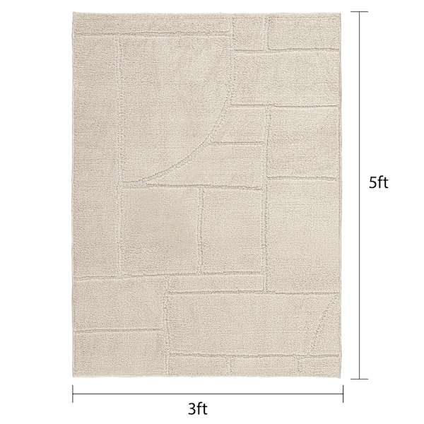 (D607) Crosby St. Athena Cosmo Cream High-Low Accent Rug, 3x5