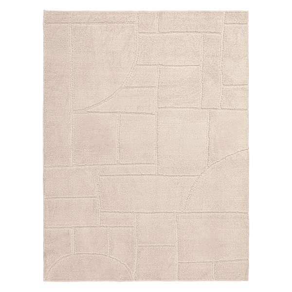 (D607) Crosby St. Athena Cosmo Cream High-Low Area Rug, 5x7