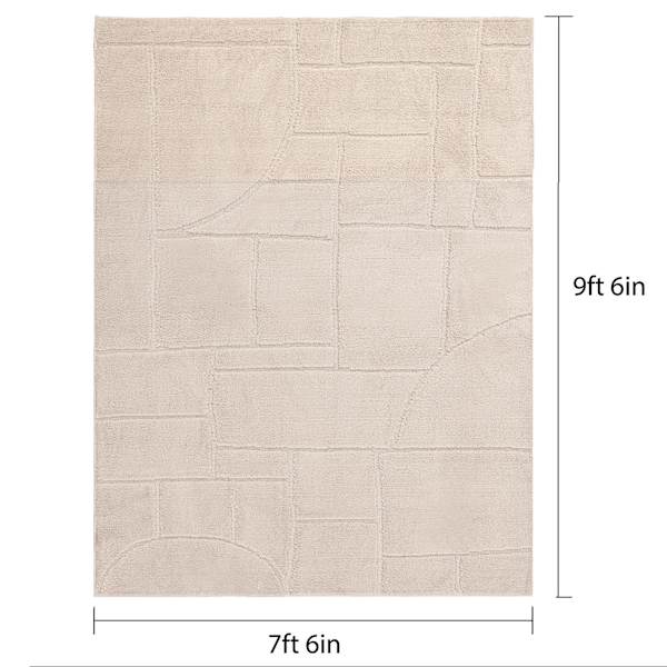 (D607) Crosby St. Athena Cosmo Cream High-Low Area Rug, 8x10