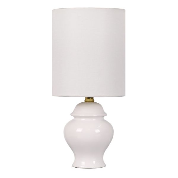 Providence White Ceramic Ginger Jar Mini Table Lamp with Shade, 12.5"