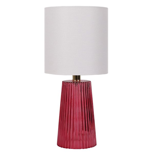 Oh Joy! Pink Ribbed Glass Small Lamp, 17"