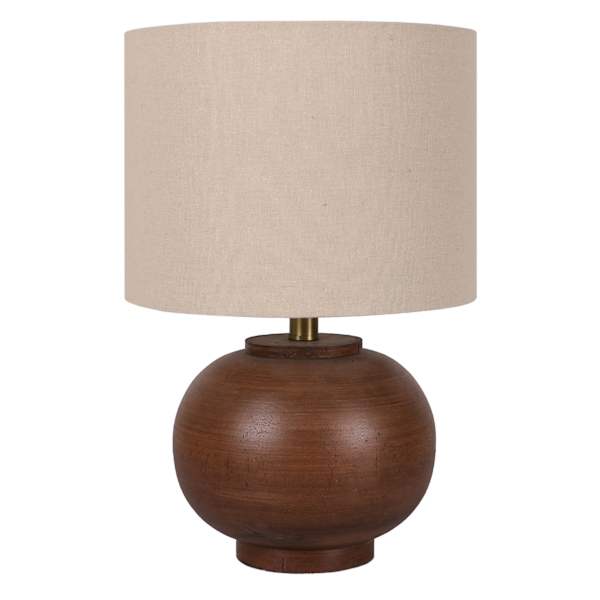 Crosby St. Walnut Wood Finish Sphere Small Table Lamp with Shade, 17.5"