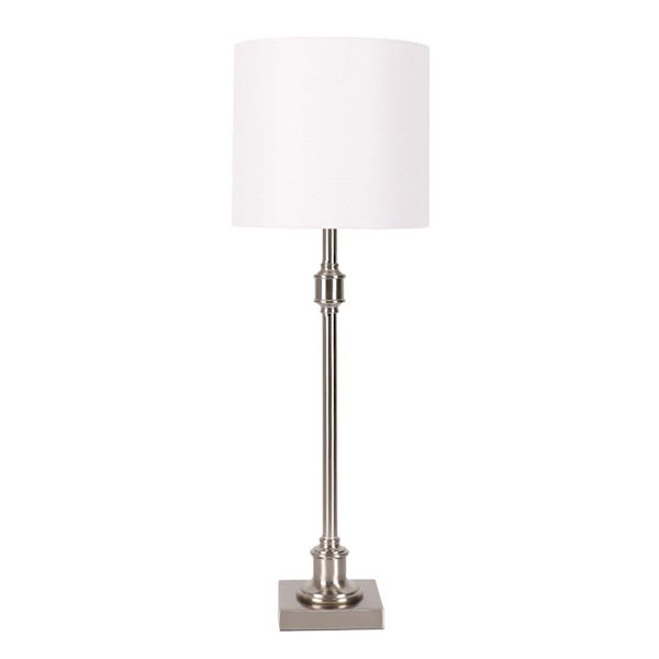 Silver Metal Buffet Large Table Lamp with Shade, 29"