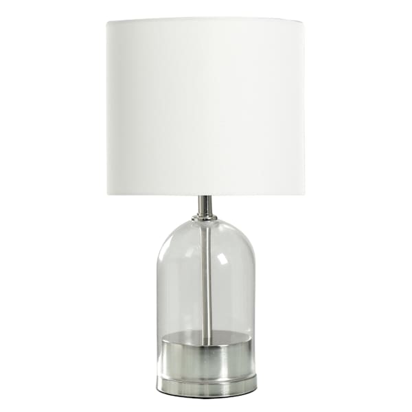 Crosby St. Glass & Silver Small Table Lamp with Shade, 18"
