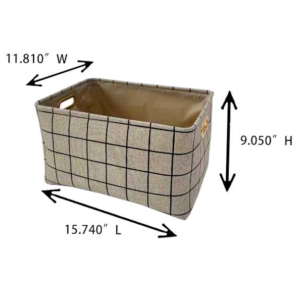 Honeybloom Grid Print Canvas Storage Basket, Large