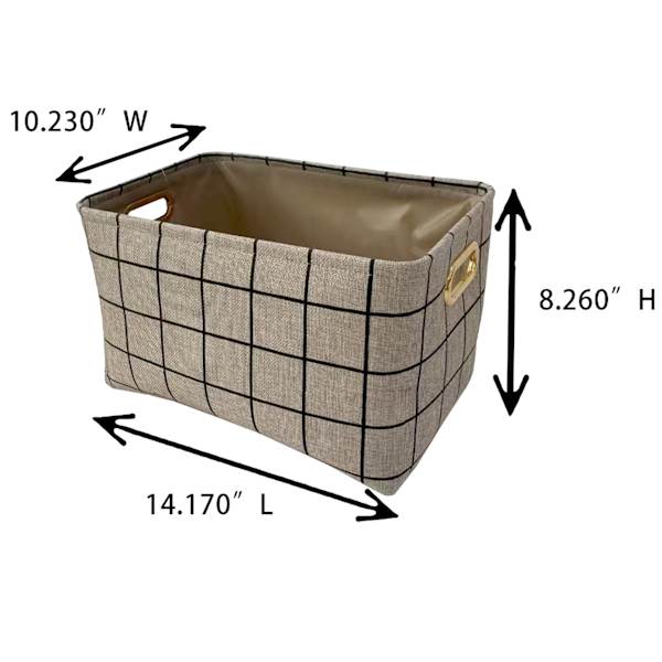 Honeybloom Grid Print Canvas Storage Basket, Medium
