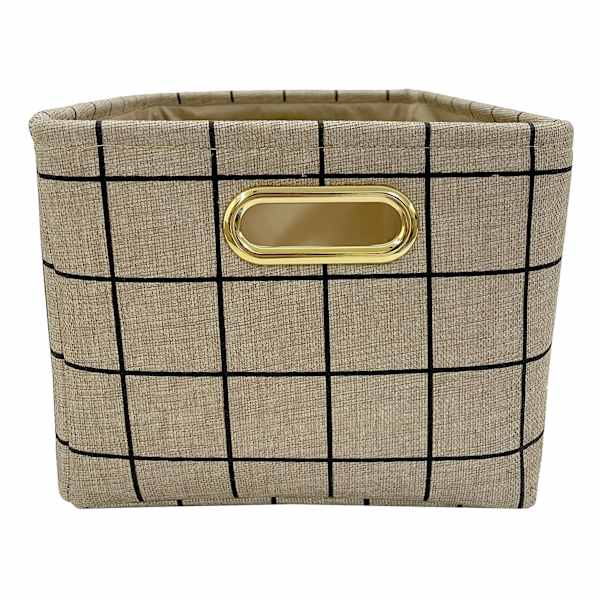 Honeybloom Grid Print Canvas Storage Basket, Small