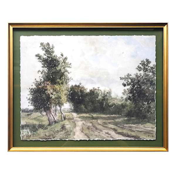 Honeybloom Glass Framed Oil Painted Landscape Wall Art, 23x29