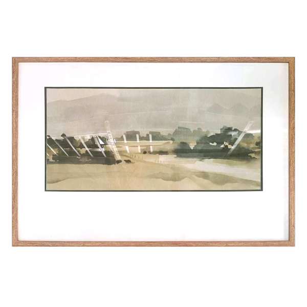 Honeybloom Glass Framed Watercolor Pasture II Print Wall Art, 41x29