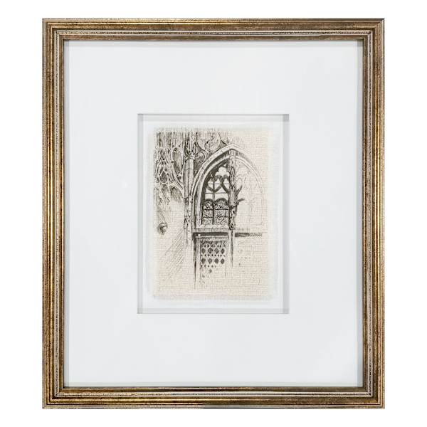 Providence Glass Framed Sketch Window I Fringe Linen Wall Art, 13x15