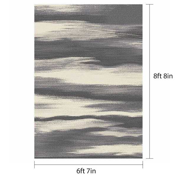 (D340) Gloucester Grey & Ivory Windswept Area Rug, 7x9