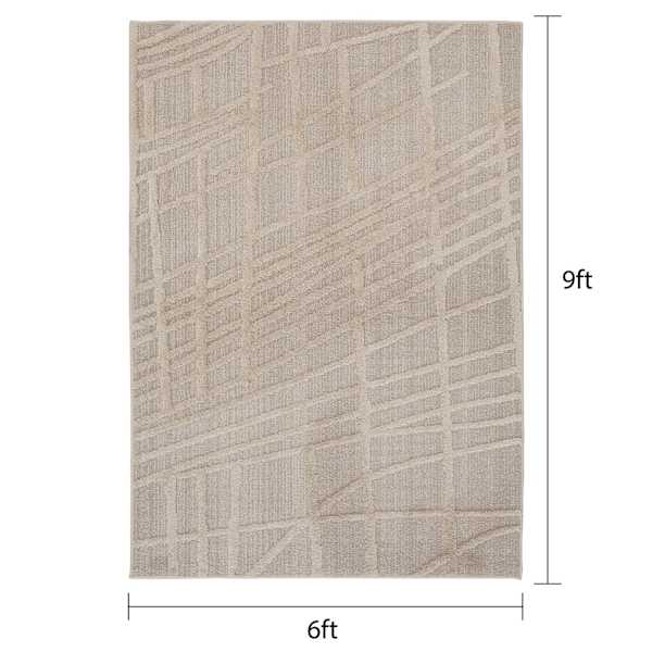 (D589) Beige Highlands Graphix Area Rug, 7x9