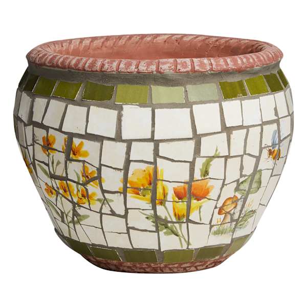 Honeybloom Mosaic Ceramic Outdoor Planter, Small
