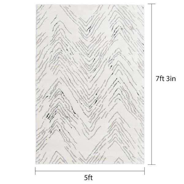 (C201) Found & Fable Mylah White Strato Shag Area Rug, 5x7