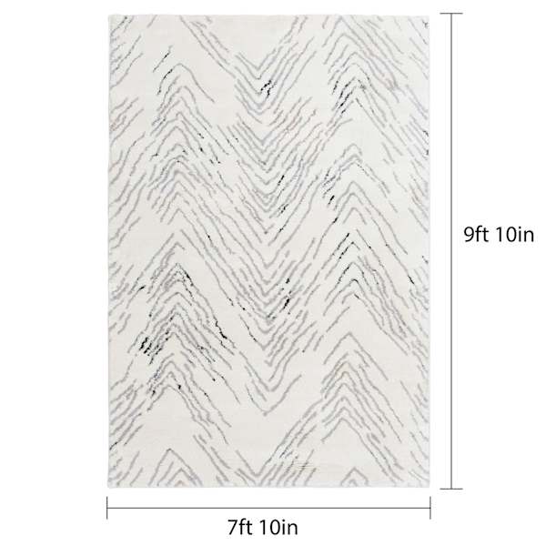 (C201) Found & Fable Mylah White Strato Shag Area Rug, 8x10