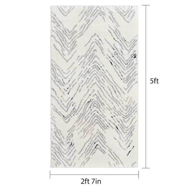 (C201) Found & Fable Mylah White Strato Shag Accent Rug, 3x5