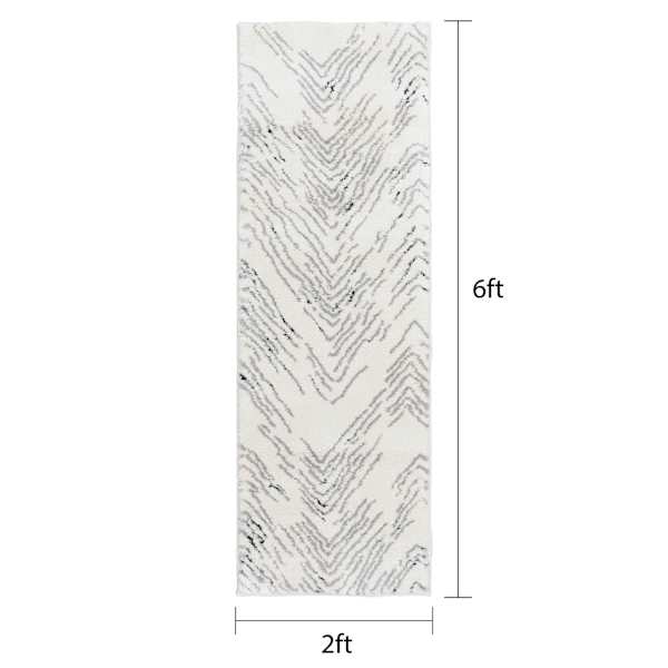 (C201) Found & Fable Mylah White Strato Shag Runner, 2x6