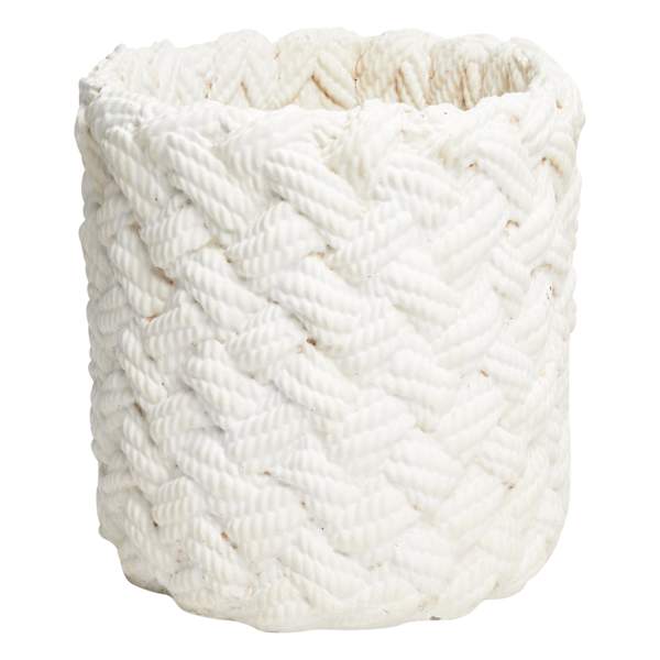 Ty Pennington Indoor White Cable Knit Ceramic Planter, Medium