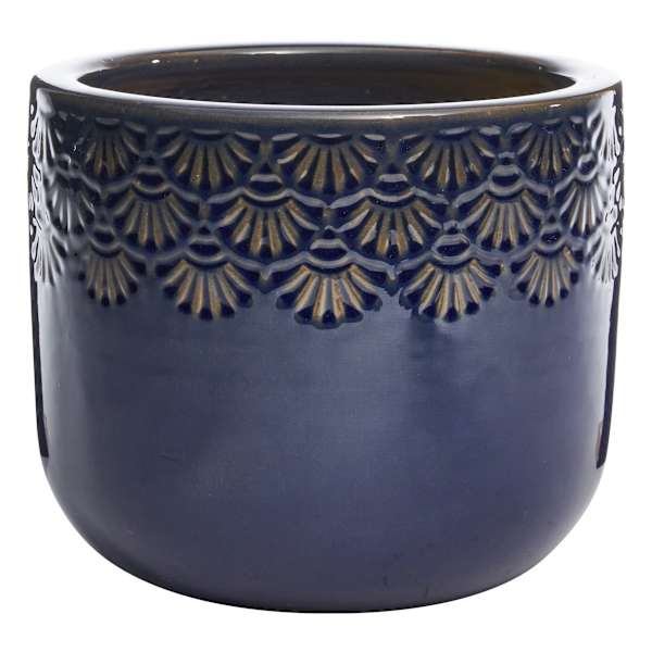 Ashley Blue Ceramic Outdoor Planter, Small