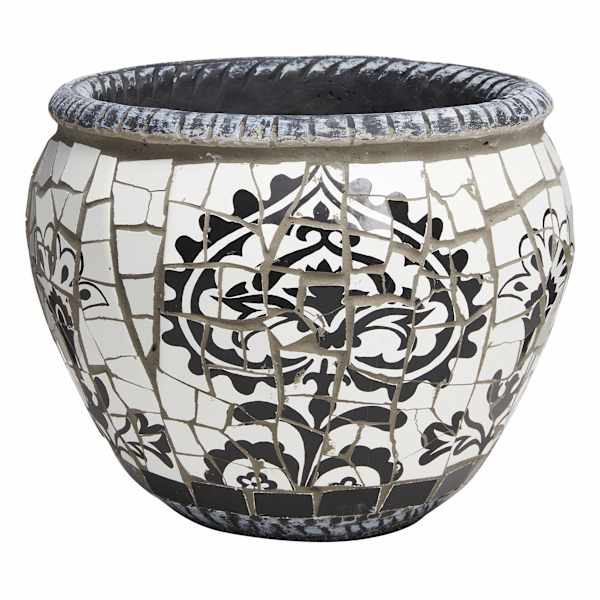 Black & White Mosaic Outdoor Planter, Small