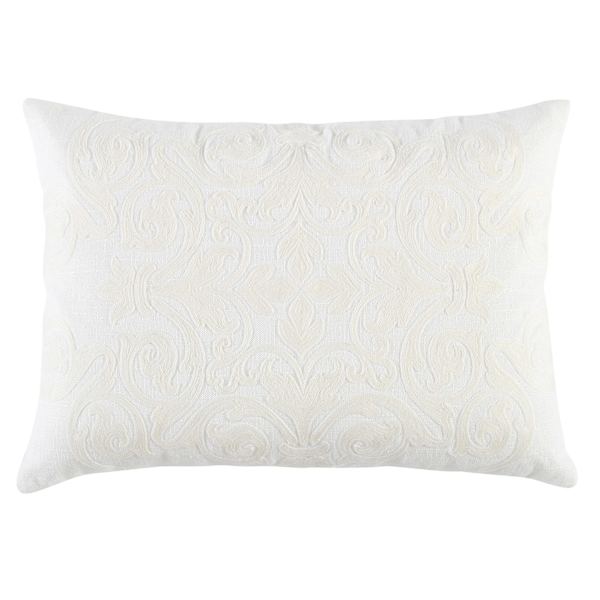 Providence White Timeless Embroidered Throw Pillow, 14x20