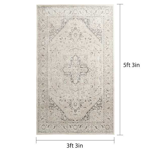 (A413) Clearwater Cream Medallion Accent Rug, 3x4