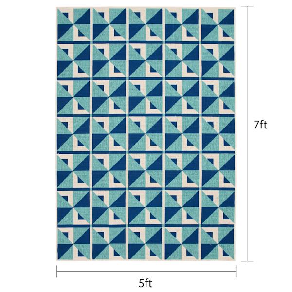 (E503) Sunny Club Blue Pinwheel Primo Outdoor Area Rug, 5x7
