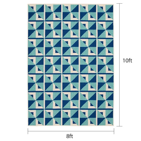 (E503) Sunny Club Blue Pinwheel Primo Outdoor Area Rug, 8x10