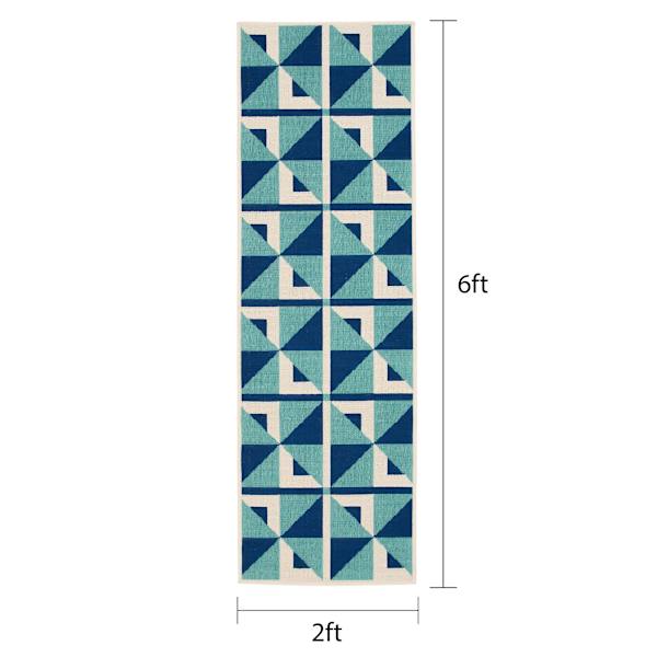 (E503) Sunny Club Blue Pinwheel Primo Outdoor Runner, 2x6