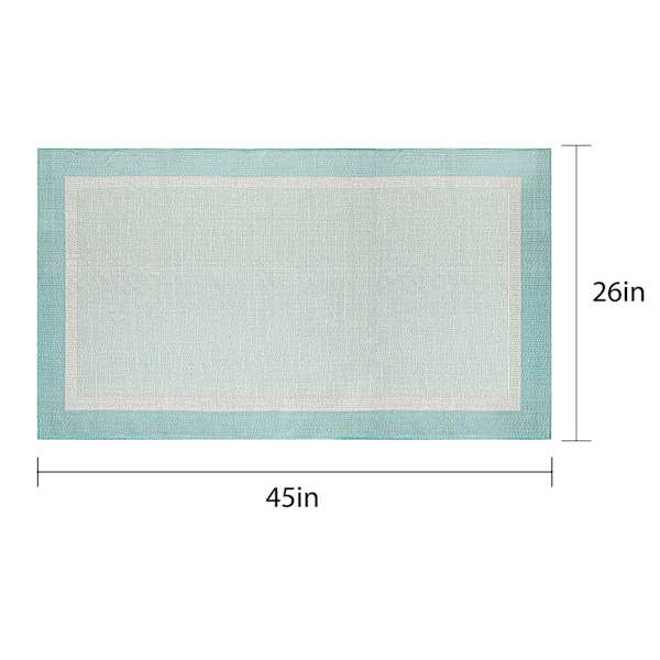 (E516) Fifer Aqua Border Outdoor Accent Rug, 2x4
