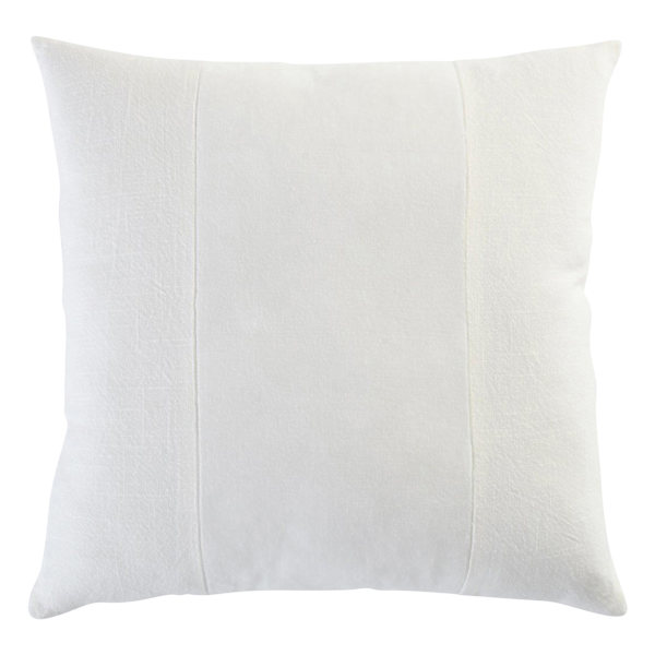 Crosby St. White Cotton Slub & Velvet Throw Pillow, 18"