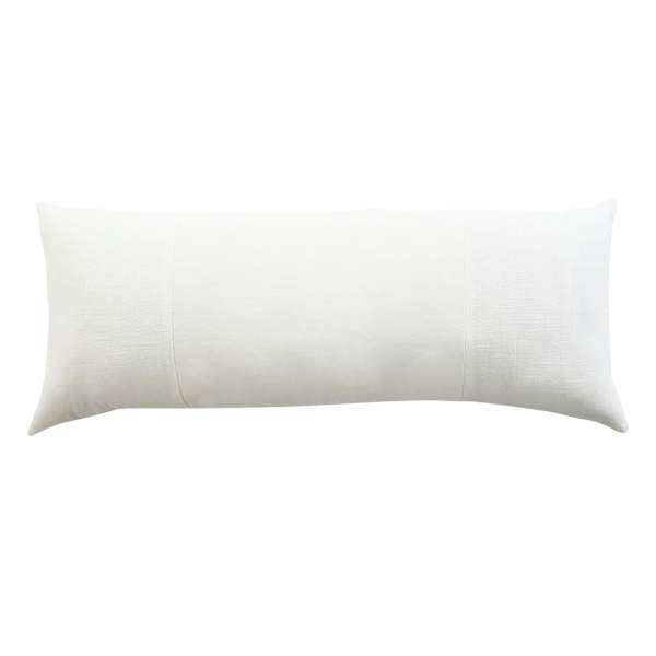 Crosby St. White Cotton Slub & Velvet Throw Pillow, 14x36