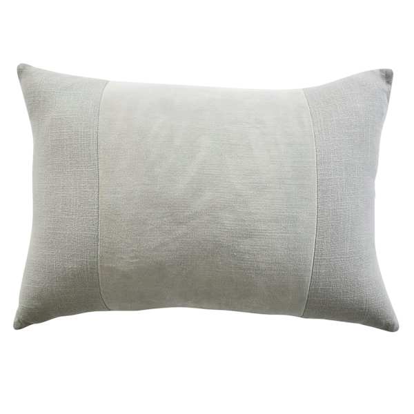 Crosby St. Grey Cotton Slub & Velvet Throw Pillow, 14x20