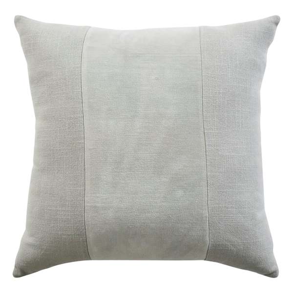 Crosby St. Grey Cotton Slub & Velvet Throw Pillow, 18"