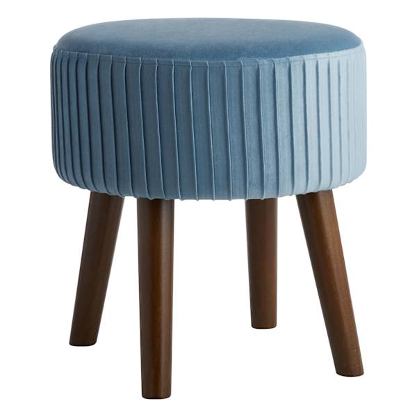 Emmy Stool with Dark Wooden Legs, Light Blue Velvet