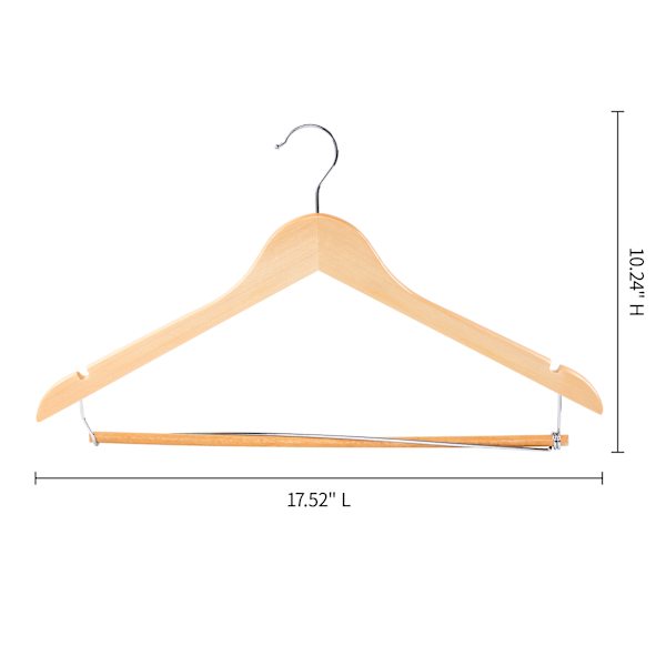 5-Piece Suit Hangers with Bar, Natural Wood