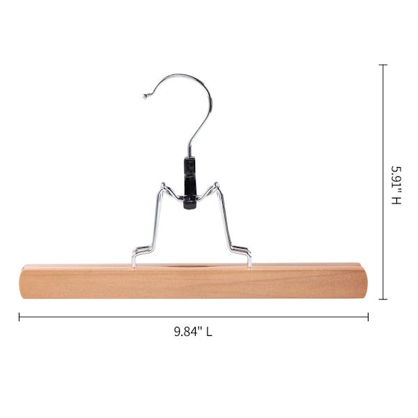 3-Piece Natural Wood Pant Hanger with Clamp