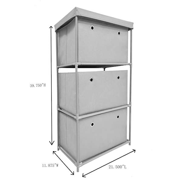 3-Drawer DIY Standing Organizer, Light Grey