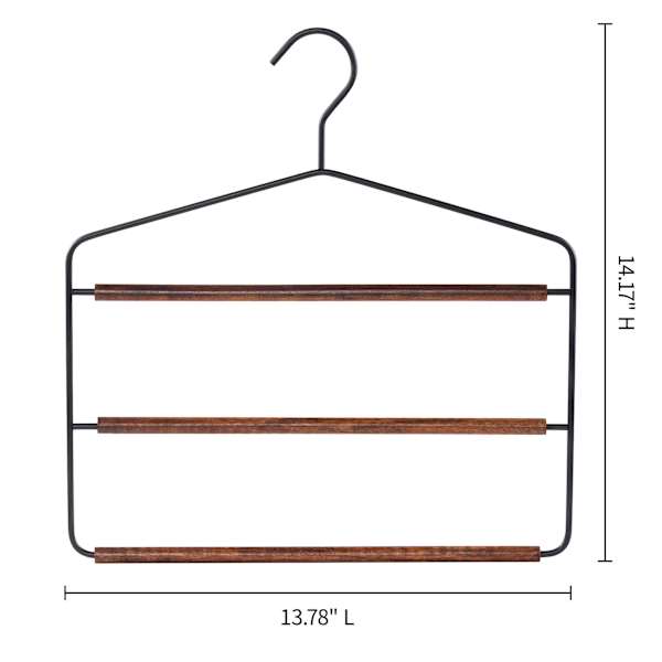 1-Pack Metal Matte Black Pant Hanger with Dark Brown Wood
