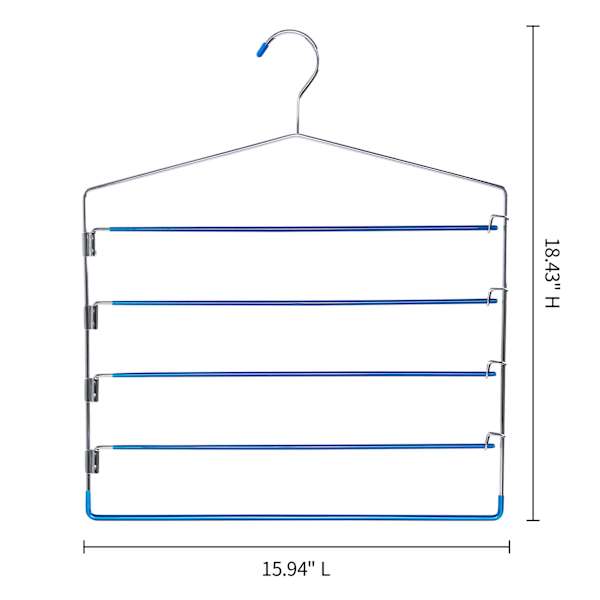 5-Tier Blue Gel Grip Clip Swing Arm Shirt Hanger