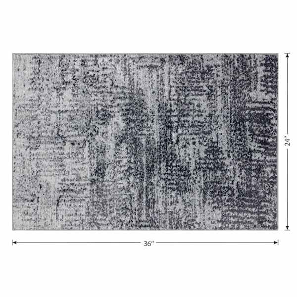 Abstract Grey Microfiber Knitted Accent Rug, 2x3