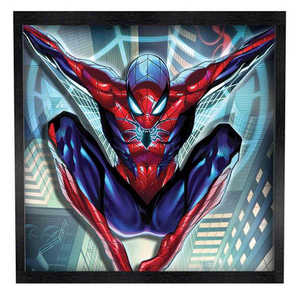 Glass Framed Spiderman Print Wall Art, 16"