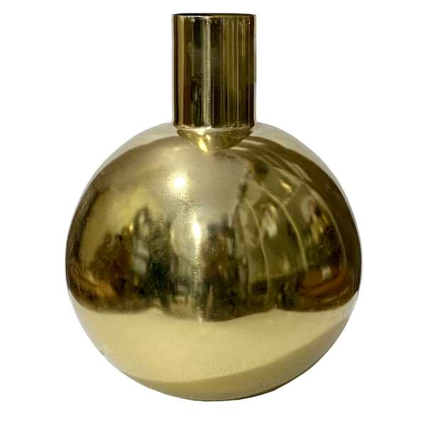 Gold Metal Round Vase, 14"