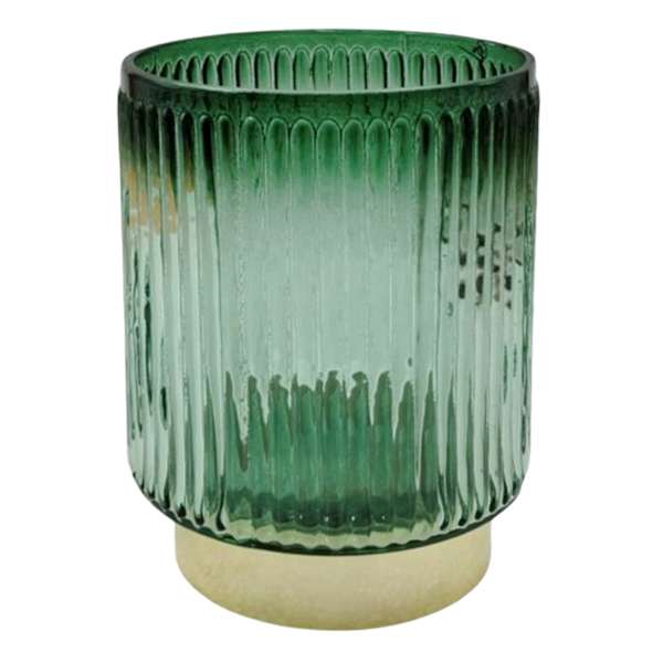 Found & Fable Green Glass Votive Candle Holder, 5"