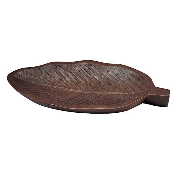 Found & Fable Wooden Leaf Trinket Tray, 8"