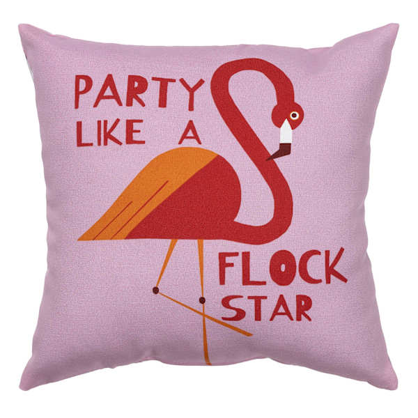Pink Flamingo Party Like a Flockstar Square Outdoor Throw Pillow, 17"