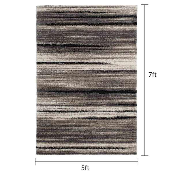 (C204) Tulsa Iron Multicolor Shag Area Rug, 5x7