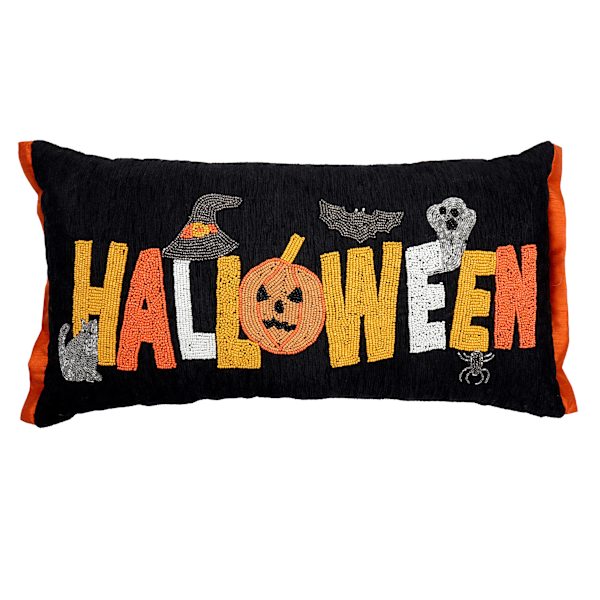 Halloween Beaded Throw Pillow, 14x26