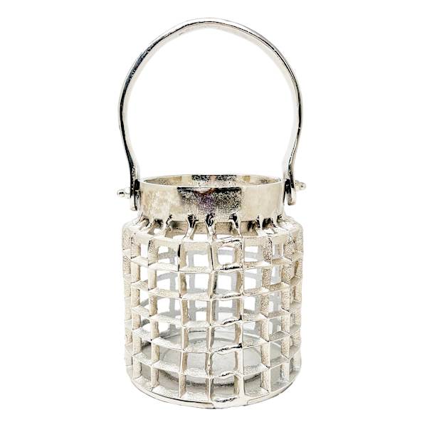 Silver Metal Weave Lantern, 7"